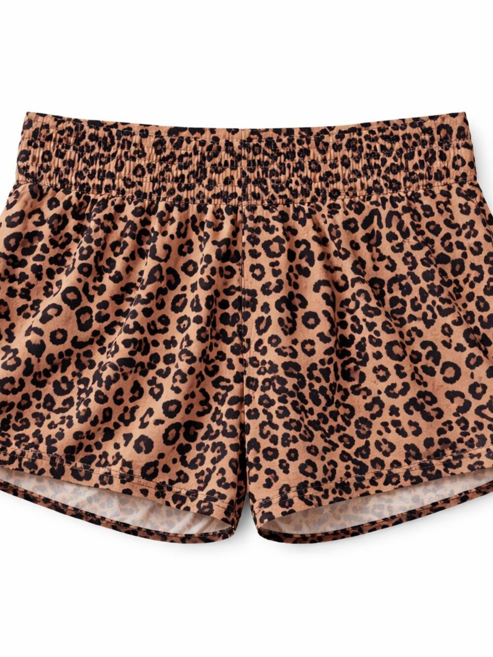 Pink Active Leopard Print Athletic Shorts Smocked Waist Large